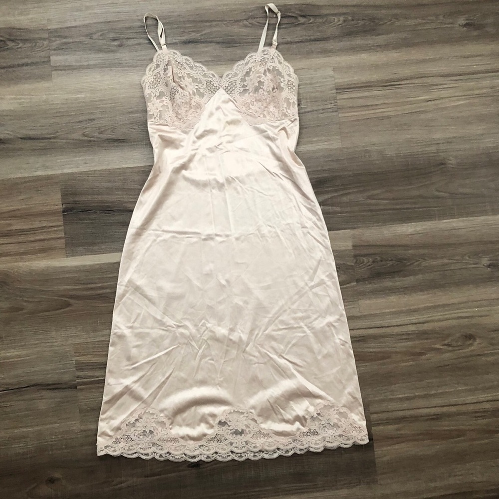 Beige color intimate lace slip dress fits S/M